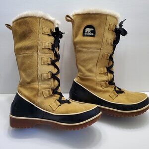 SOREL Women's Curry Leather Tivoli IV Waterproof Tall Snow Boots Sz: 8 CLEAN